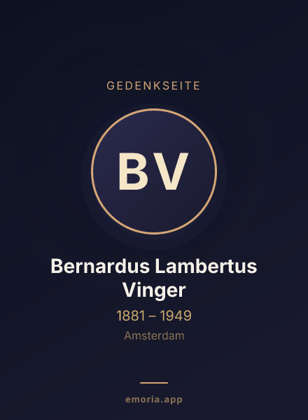 Gedenkportrait von Bernardus Lambertus Vinger