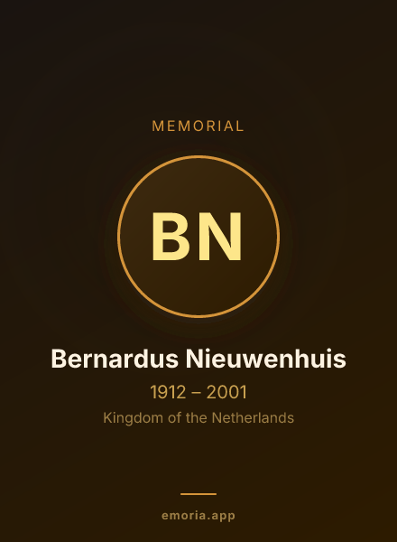 Memorial portrait of Bernardus Nieuwenhuis