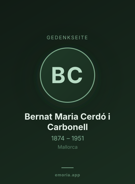 Gedenkportrait von Bernat Maria Cerdó i Carbonell
