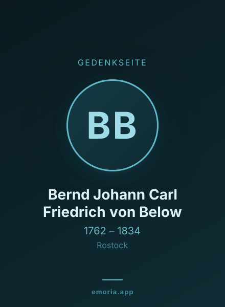 Gedenkportrait von Bernd Johann Carl Friedrich von Below