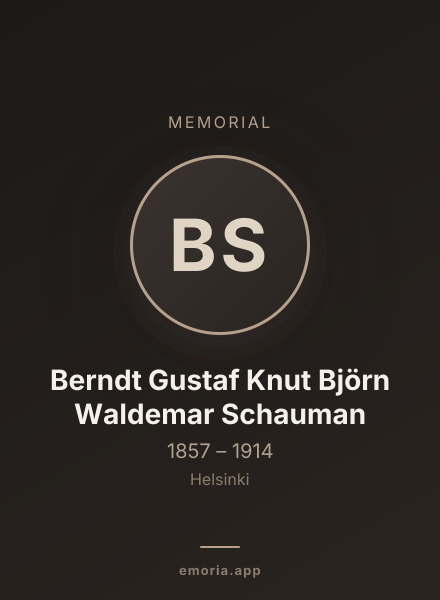 Memorial portrait of Berndt Gustaf Knut Björn Waldemar Schauman