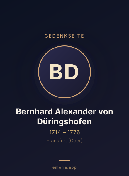 Gedenkportrait von Bernhard Alexander von Düringshofen
