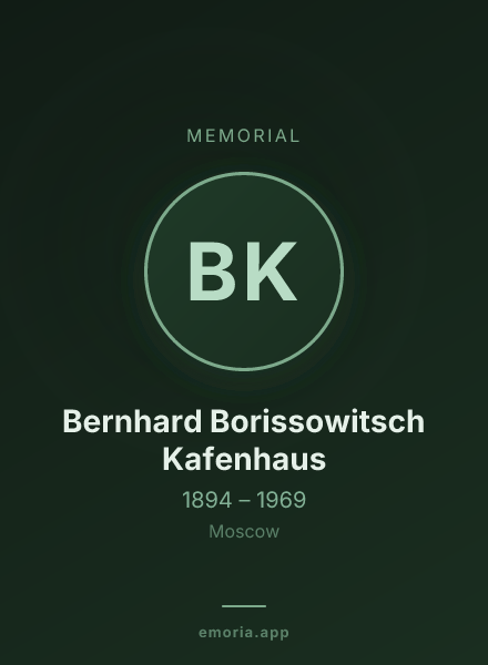 Memorial portrait of Bernhard Borissowitsch Kafenhaus