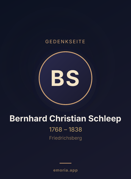 Gedenkportrait von Bernhard Christian Schleep