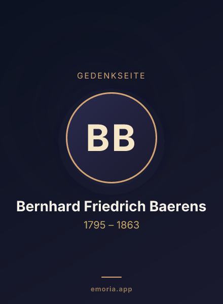 Gedenkportrait von Bernhard Friedrich Baerens