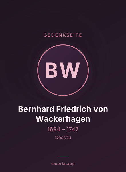 Gedenkportrait von Bernhard Friedrich von Wackerhagen