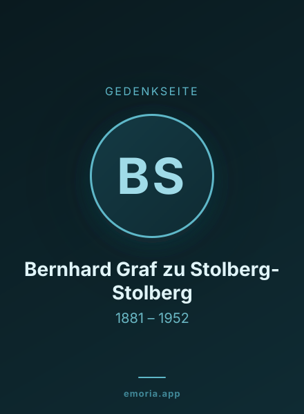 Gedenkportrait von Bernhard Graf zu Stolberg-Stolberg