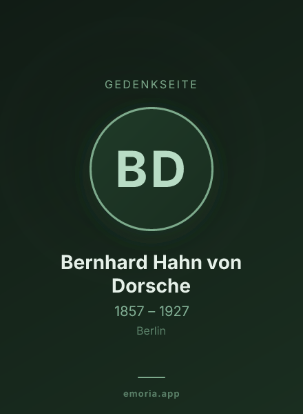 Gedenkportrait von Bernhard Hahn von Dorsche