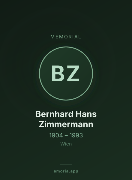 Memorial portrait of Bernhard Hans Zimmermann