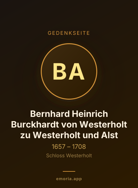 Gedenkportrait von Bernhard Heinrich Burckhardt von Westerholt zu Westerholt und Alst