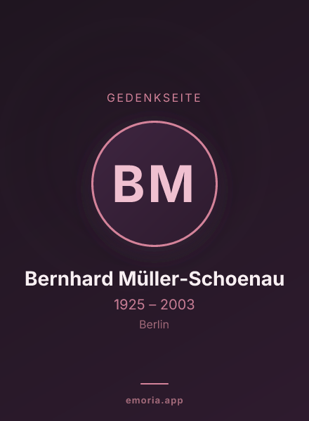 Gedenkportrait von Bernhard Müller-Schoenau