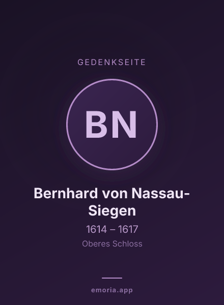 Gedenkportrait von Bernhard von Nassau-Siegen