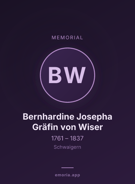 Memorial portrait of Bernhardine Josepha Gräfin von Wiser