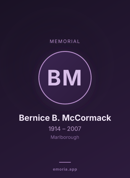 Memorial portrait of Bernice B. McCormack