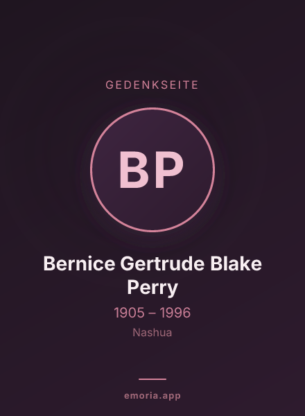 Gedenkportrait von Bernice Gertrude Blake Perry