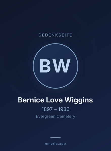 Gedenkportrait von Bernice Love Wiggins