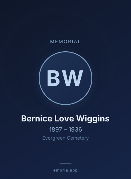 Memorial portrait of Bernice Love Wiggins