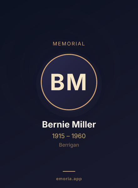 Memorial portrait of Bernie Miller