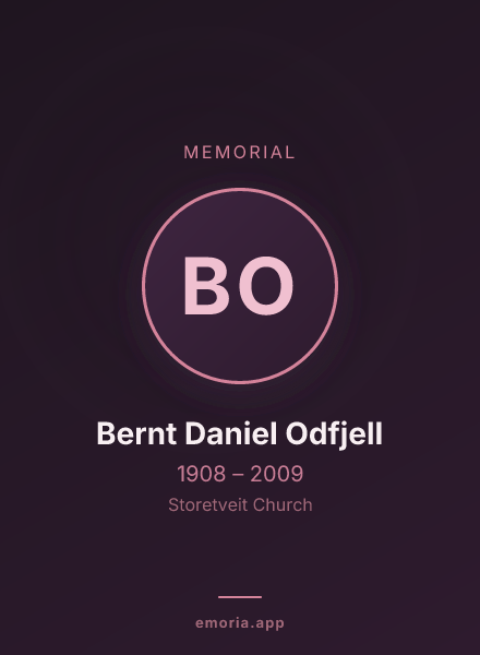 Memorial portrait of Bernt Daniel Odfjell