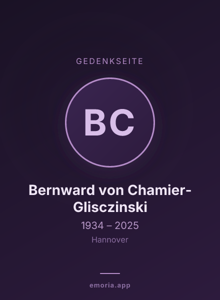 Gedenkportrait von Bernward von Chamier-Glisczinski