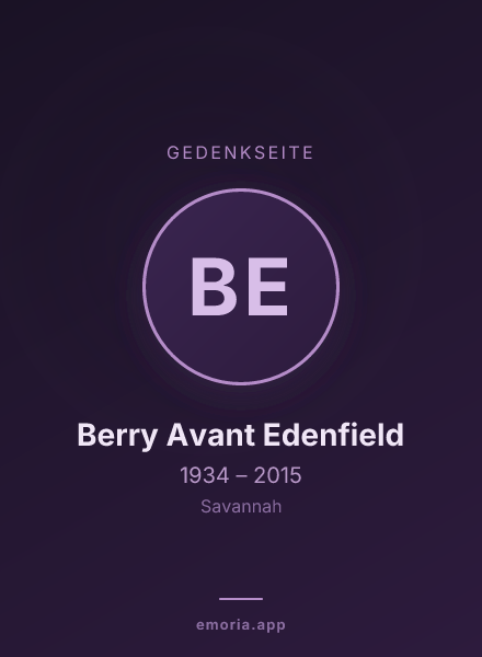 Gedenkportrait von Berry Avant Edenfield