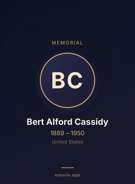 Memorial portrait of Bert Alford Cassidy