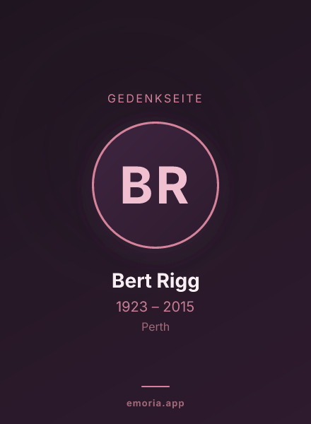 Gedenkportrait von Bert Rigg