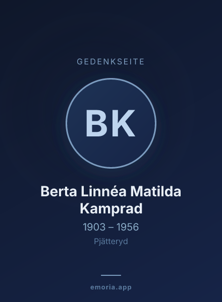 Gedenkportrait von Berta Linnéa Matilda Kamprad