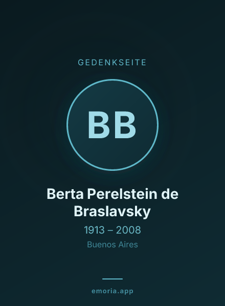 Gedenkportrait von Berta Perelstein de Braslavsky
