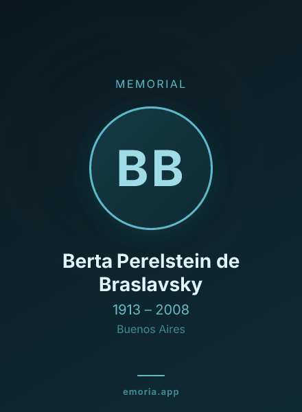 Memorial portrait of Berta Perelstein de Braslavsky