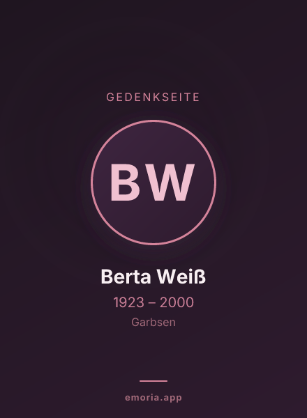 Gedenkportrait von Berta Weiß