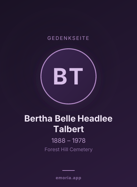 Gedenkportrait von Bertha Belle Headlee Talbert