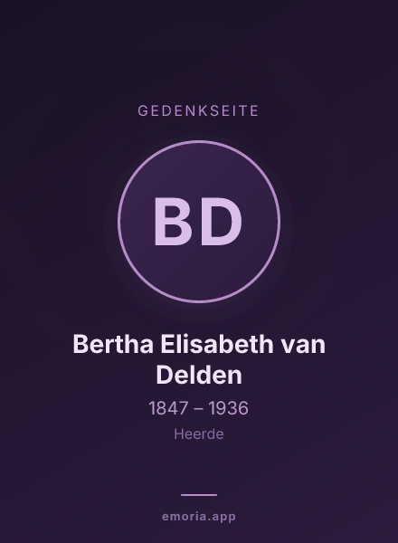 Gedenkportrait von Bertha Elisabeth van Delden