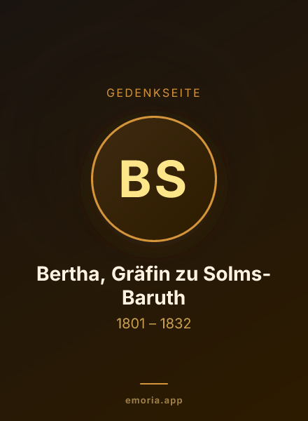 Gedenkportrait von Bertha, Gräfin zu Solms-Baruth
