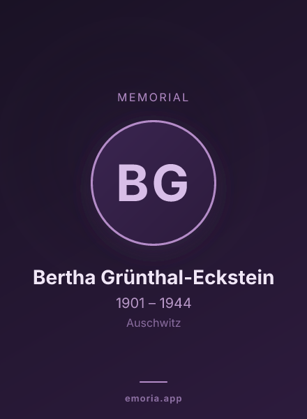 Memorial portrait of Bertha Grünthal-Eckstein