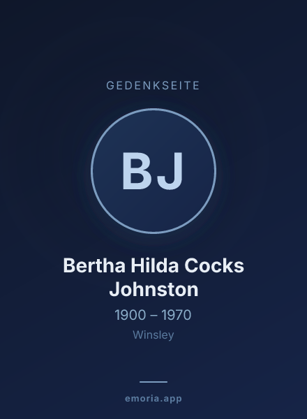 Gedenkportrait von Bertha Hilda Cocks Johnston
