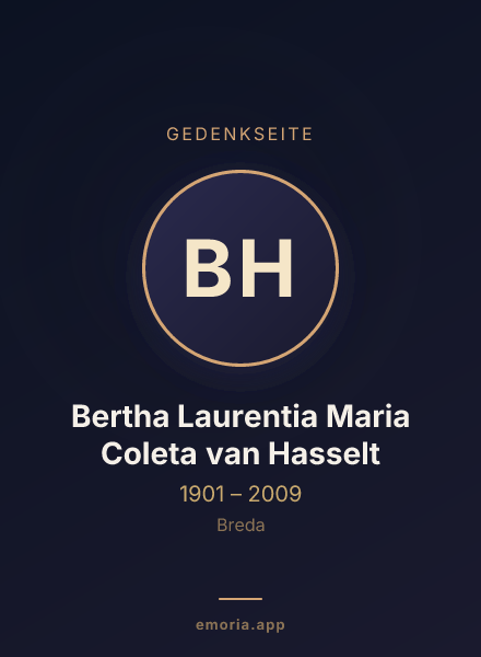 Gedenkportrait von Bertha Laurentia Maria Coleta van Hasselt
