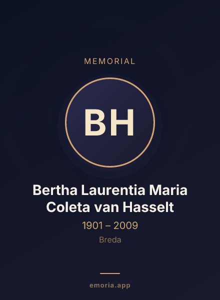 Memorial portrait of Bertha Laurentia Maria Coleta van Hasselt