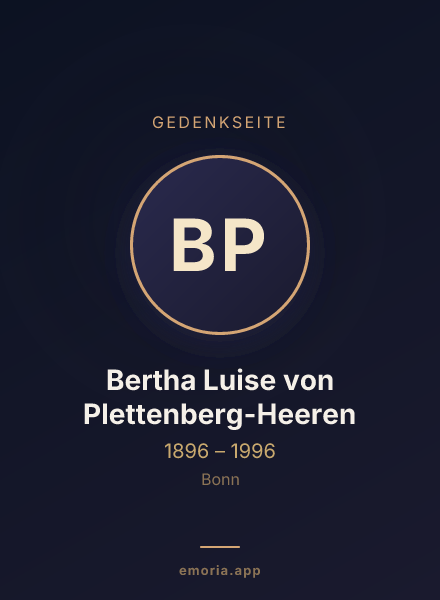 Gedenkportrait von Bertha Luise von Plettenberg-Heeren