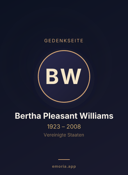 Gedenkportrait von Bertha Pleasant Williams