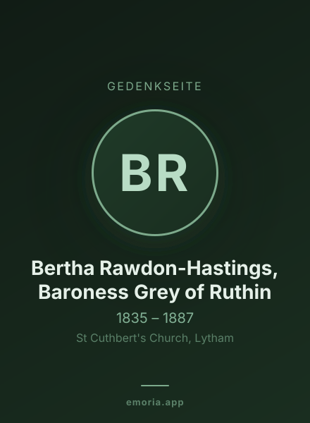 Gedenkportrait von Bertha Rawdon-Hastings, Baroness Grey of Ruthin