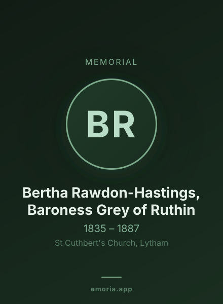 Memorial portrait of Bertha Rawdon-Hastings, Baroness Grey of Ruthin