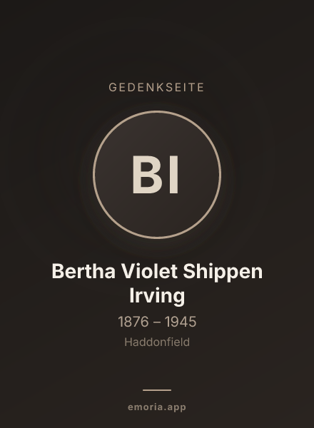 Gedenkportrait von Bertha Violet Shippen Irving