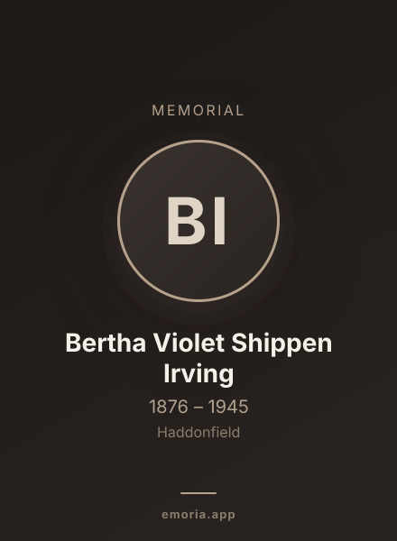 Memorial portrait of Bertha Violet Shippen Irving