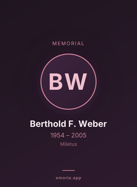 Memorial portrait of Berthold F. Weber