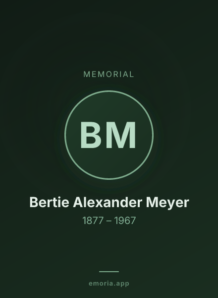 Memorial portrait of Bertie Alexander Meyer