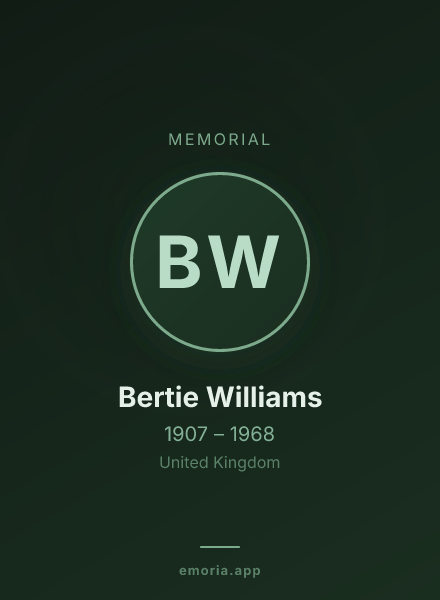 Memorial portrait of Bertie Williams