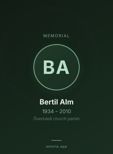 Memorial portrait of Bertil Alm