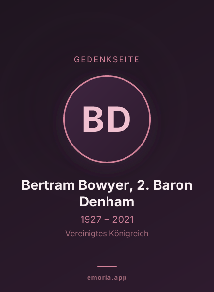 Gedenkportrait von Bertram Bowyer, 2. Baron Denham
