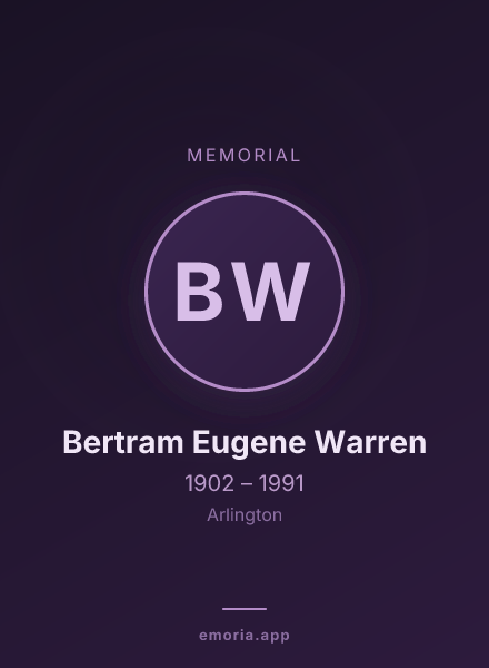Memorial portrait of Bertram Eugene Warren